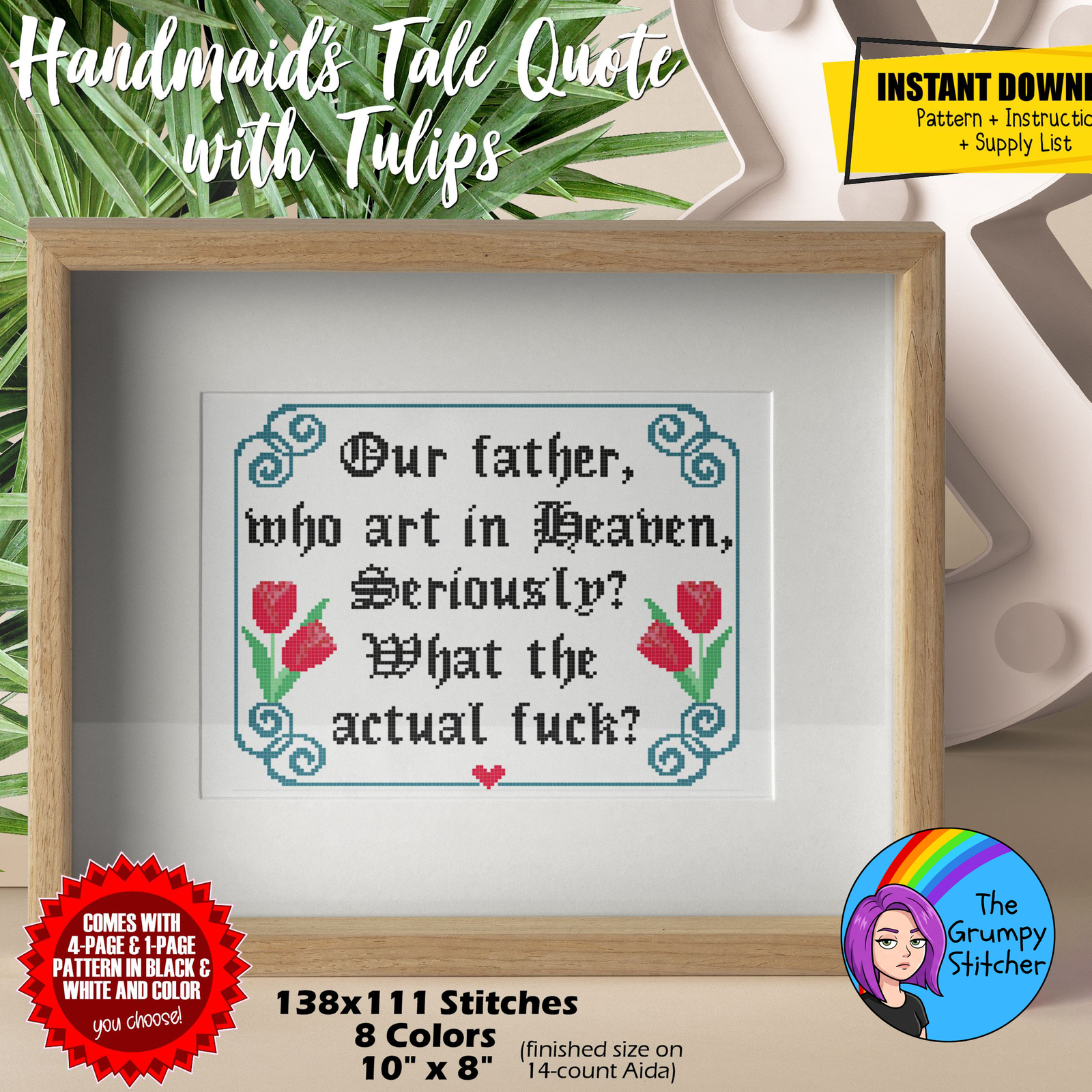 Handmaid’s Tale Quote Cross Stitch Pattern (PDF Download)