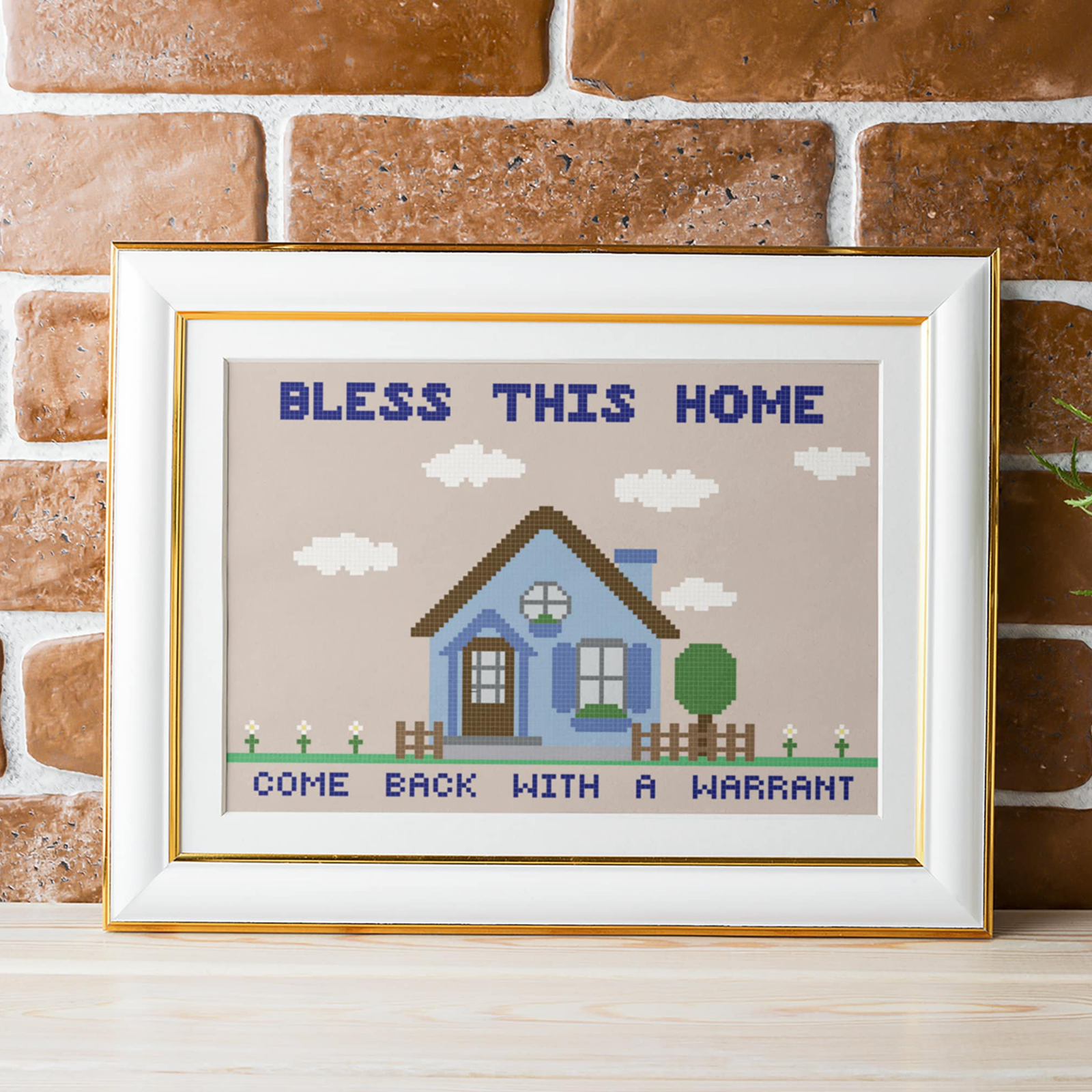 bless this home come back with a warrant funny cross stitch pattern pdf download