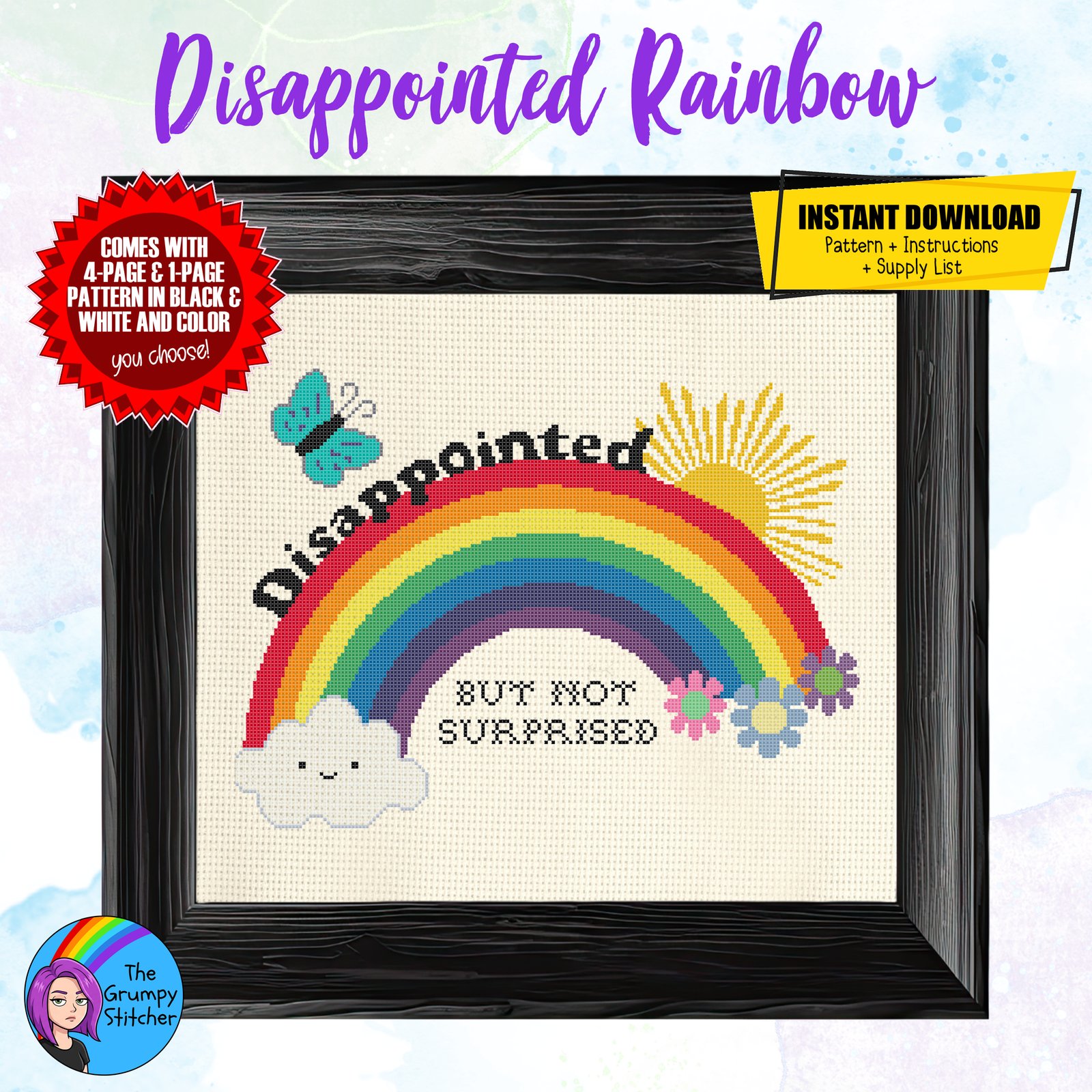 Disappointed But Not Surprised Rainbow Cross Stitch Pattern (PDF Download)