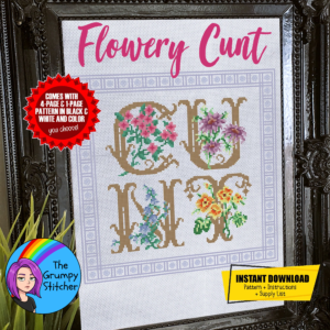 flowery cunt cross stitch promo photo