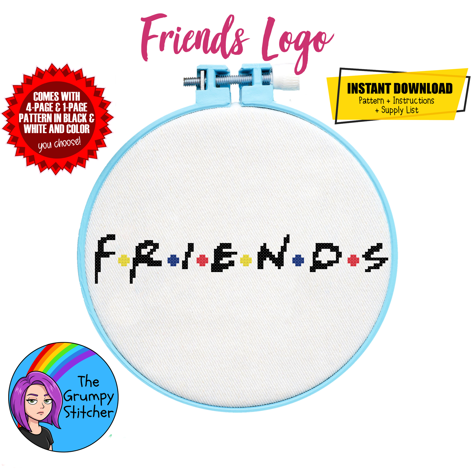 friends logo cross stitch pattern free