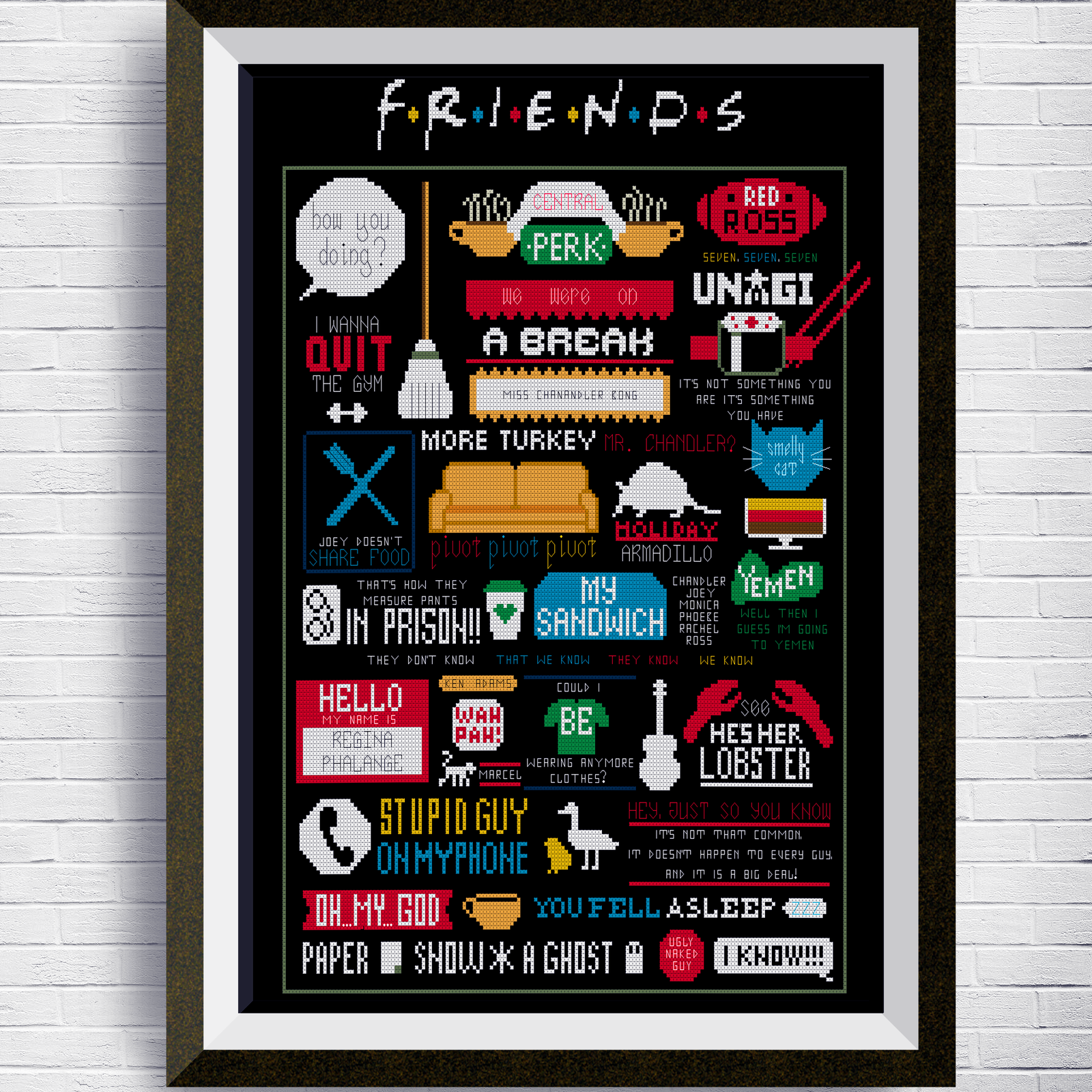 friends nostalgia pattern cross stitch poster pdf download
