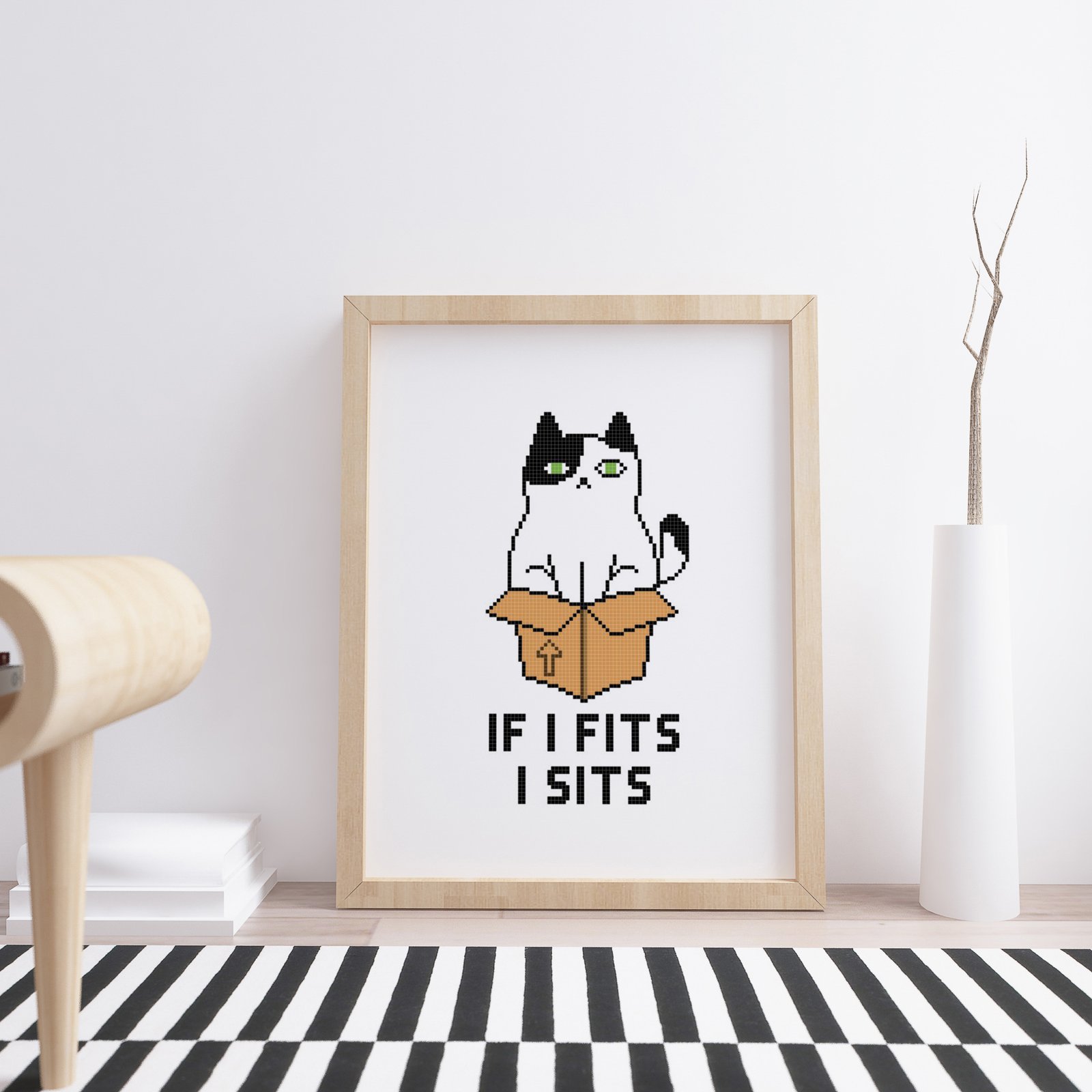 if i fits i sits cat funny cross stitch pattern pdf download