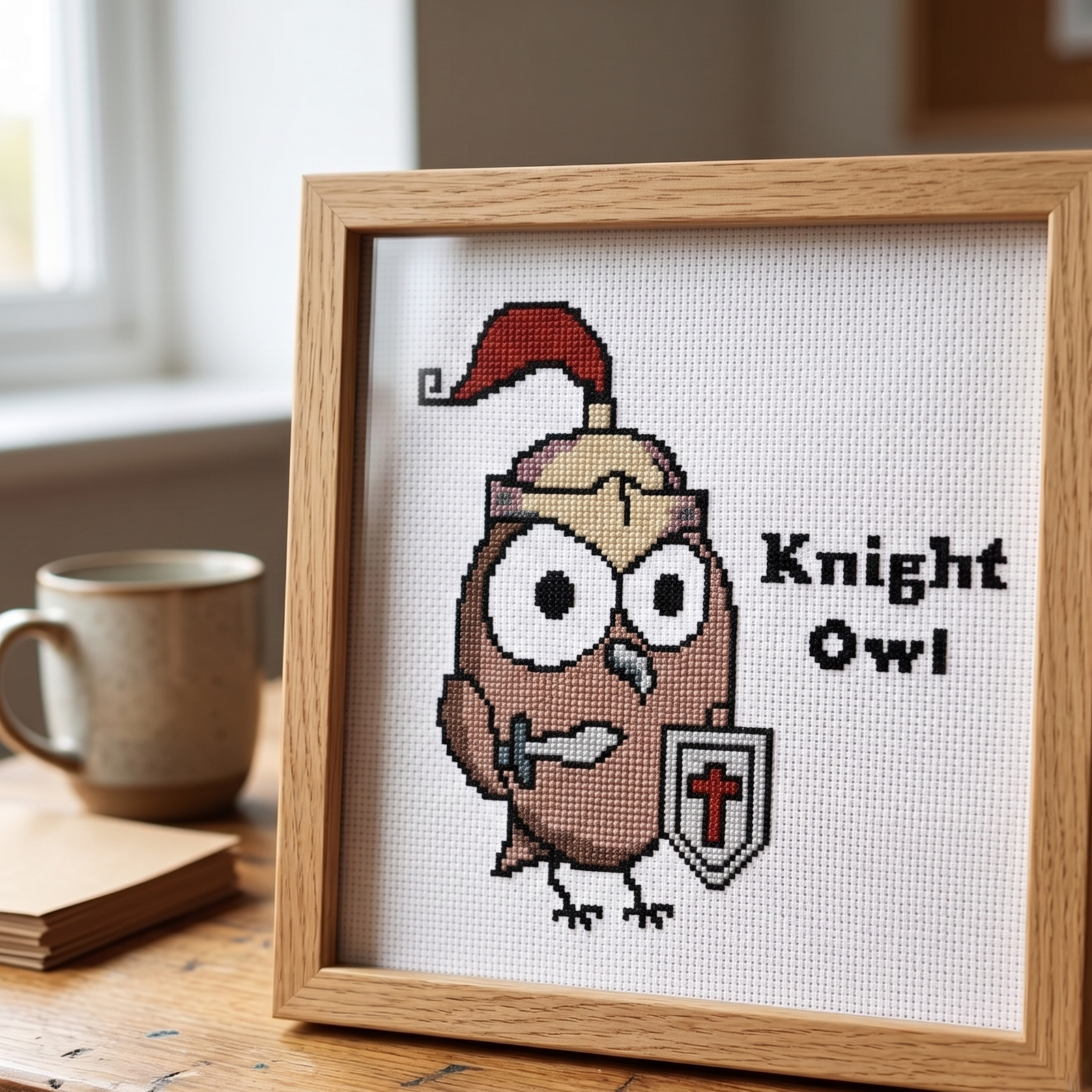 knight owl cross stitch pattern free
