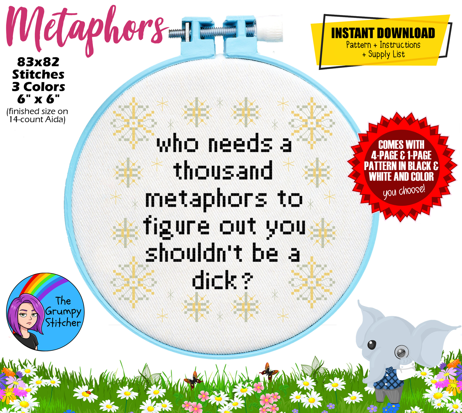 Bo Burnham Quote Cross Stitch Pattern (PDF Download)