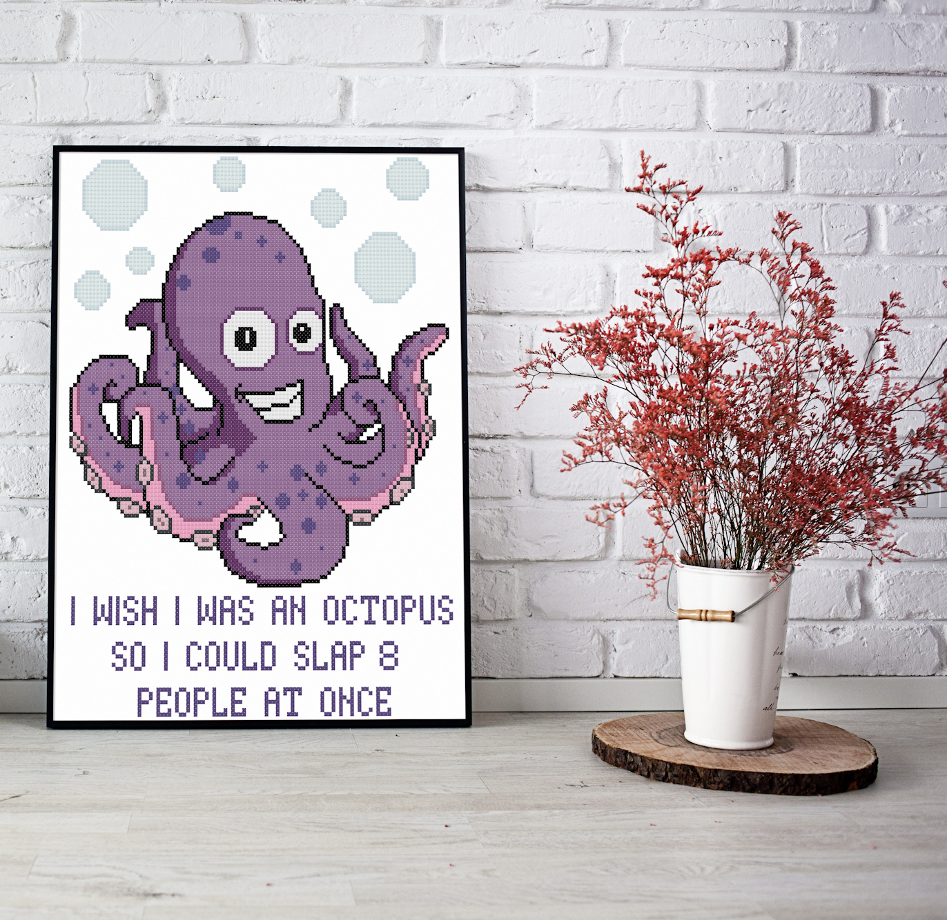 Funny Octopus Slap 8 People Cross Stitch Pattern (PDF Download) - Image 2