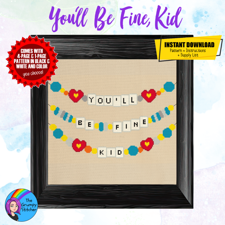 you'll be fine kid friendship bracelet taylor swift eras tour cross stitch pattern pdf download