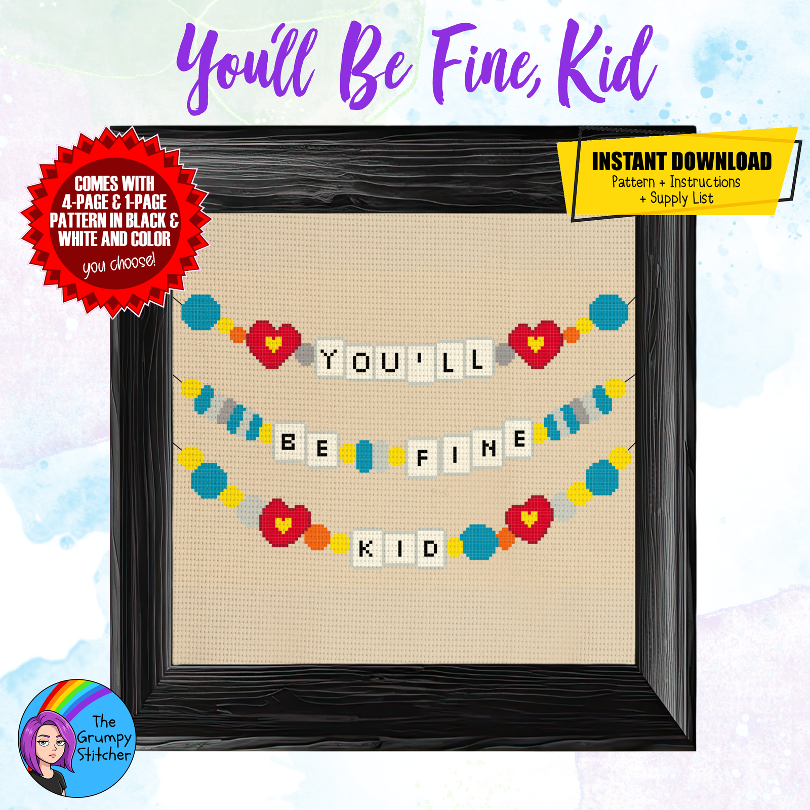 You’ll Be Fine Kid Cross Stitch Pattern (PDF Download)