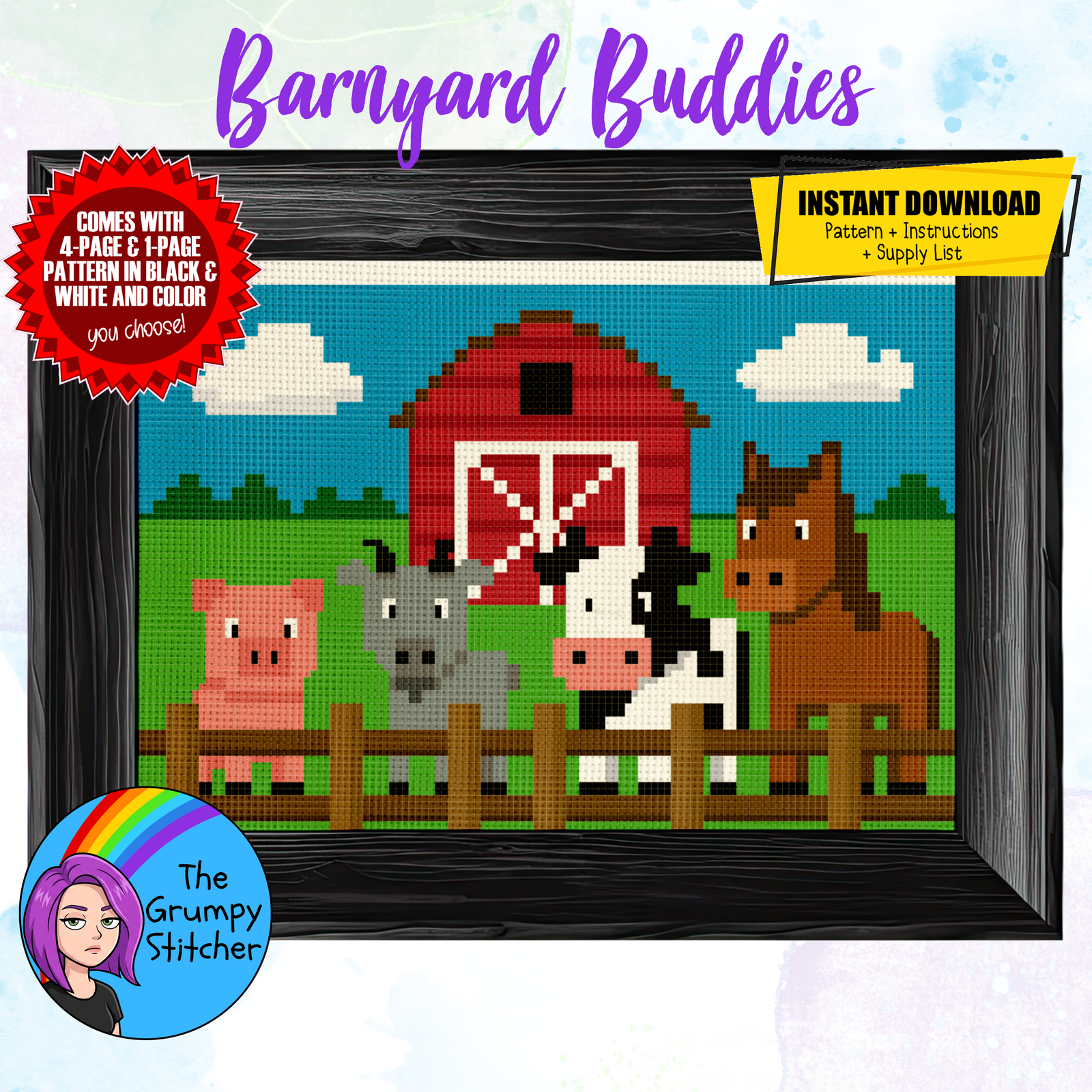 Barnyard Buddies Cross Stitch Pattern (PDF Download)