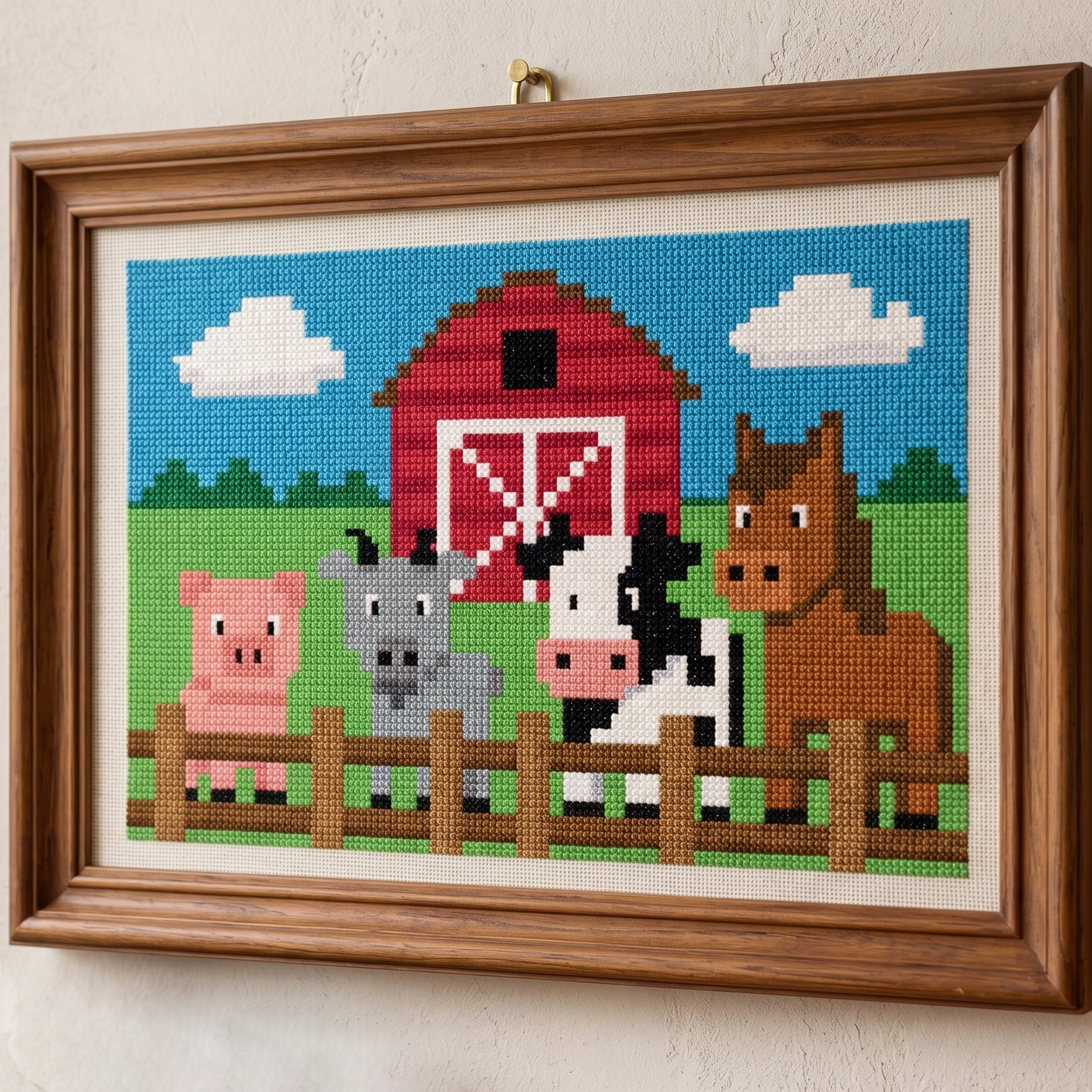 barnyard buddies cute farm animals cross stitch pattern cow pig goat horse pdf download
