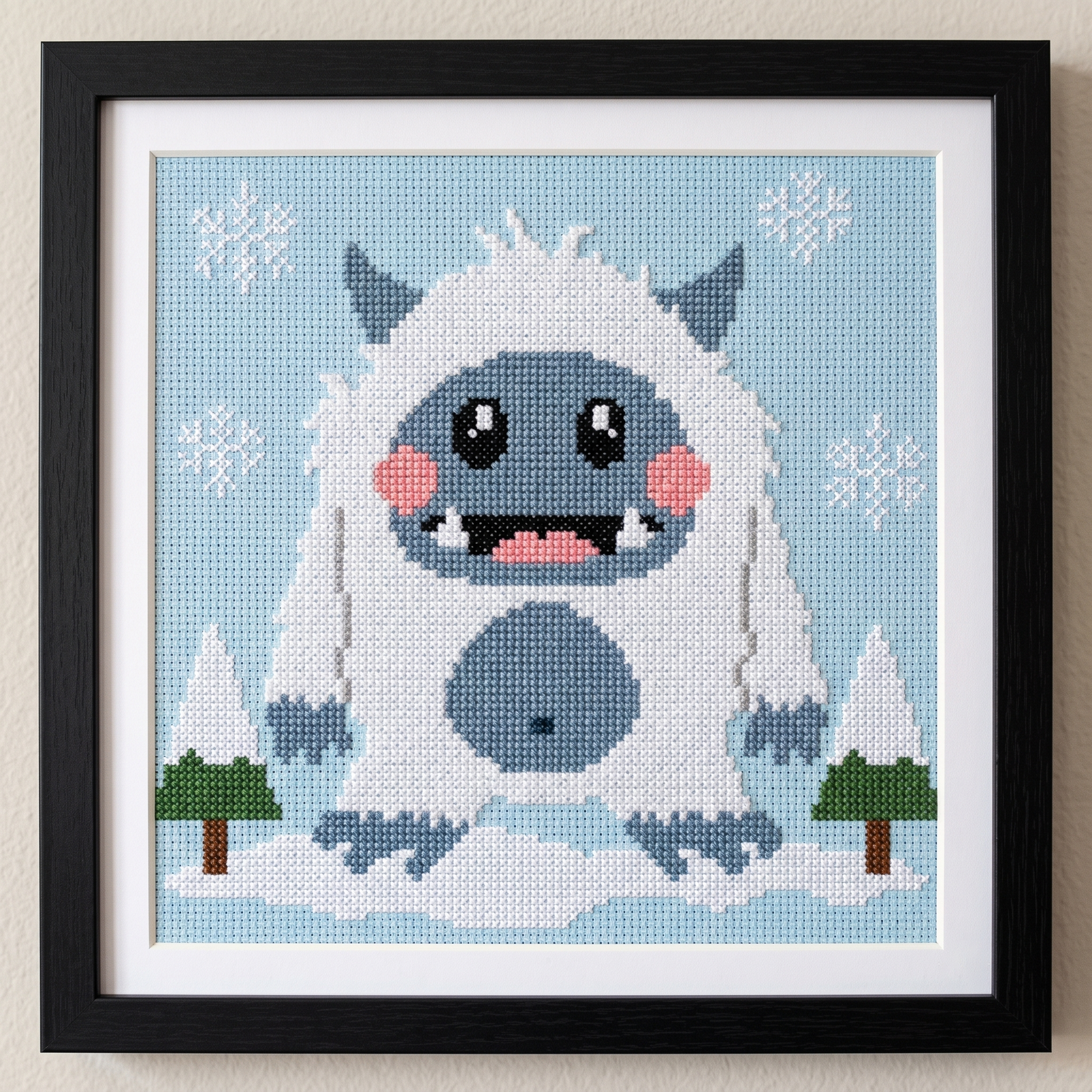 happy yeti christmas winter abominable snowman cryptid cross stitch pattern pdf download
